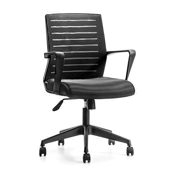 We'Re It Budg it, Office Chair for Home or Office with Modern Mesh Slat Back Design in Black - BU-201-EW08