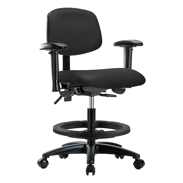Zoro Select Medium Bench Chair Ergonomic Chair, Adjustable Arms, 21" to 28-1/4" Height, Vinyl, Colonial Blue - BR-VMBCH-RG-T1-A1-BF-RC-8540