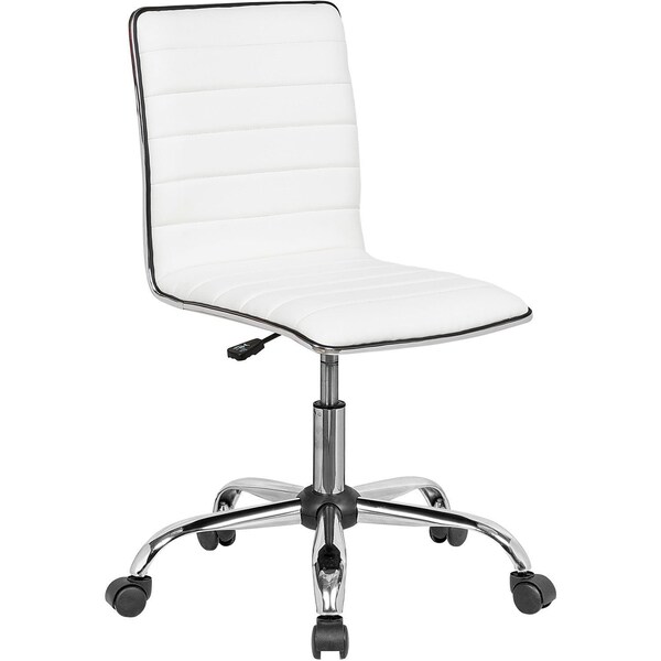Global Industrial Interion Antimicrobial Armless Synthetic Leather Chair, White - 695857WH-AM
