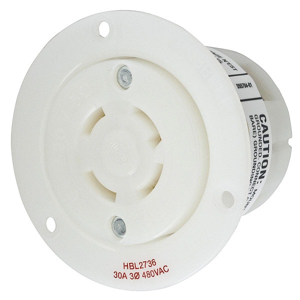 Hubbell 30A Flanged Twist-Lock Receptacle 3P 4W 480VAC - HBL2736