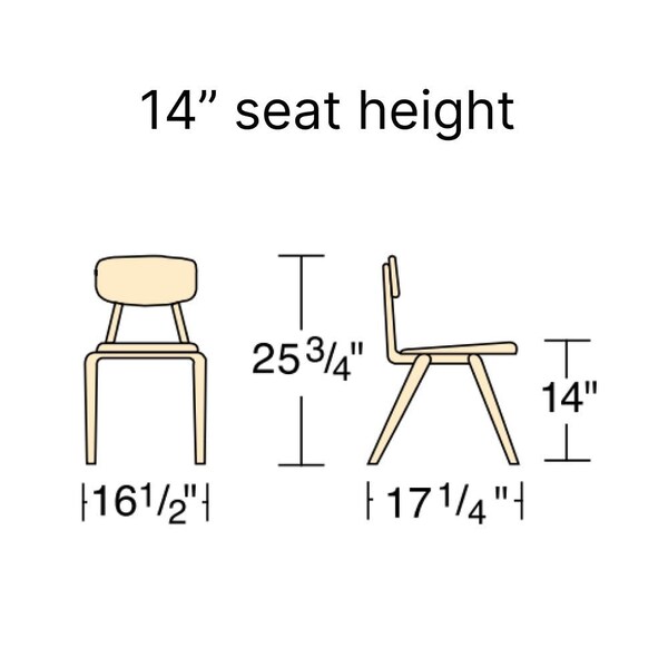 Virco 3000 Series 14" Classroom Chair, Kindergarten - 2nd Grade with Nylon Glides - Black Seat - 3014