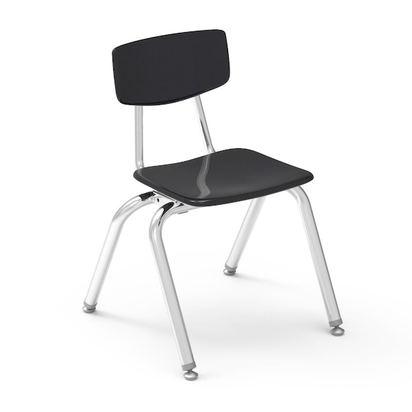 Virco 3000 Series 14" Classroom Chair, Kindergarten - 2nd Grade with Nylon Glides - Black Seat - 3014