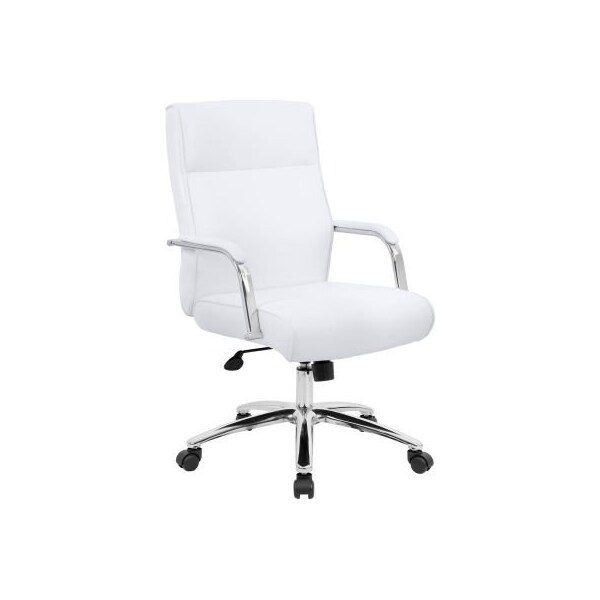 Boss Office Products Boss Modern Executive Vinyl Conference Chair - White - B696C-WT
