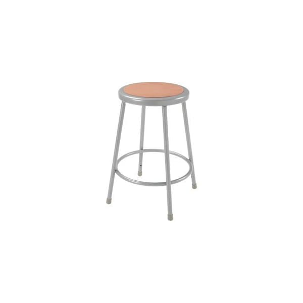 National Public Seating Interion 24"H Steel Work Stool with Hardboard Seat - Backless - Gray - Pack of 2 - INT-6224/2