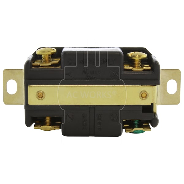 Ac Works 30A, 480V, 3-Phase NEMA L16-30R Flush Mount Locking Industrial Grade Receptacle - FML1630R