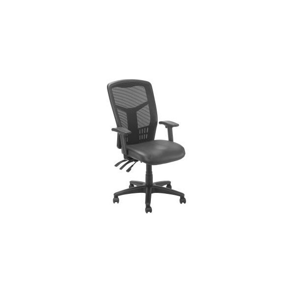 Global Equipment Interion    Mesh Office Chair With High Back   Adjustable Arms, Leather, Black - A90342TMH1+38L1