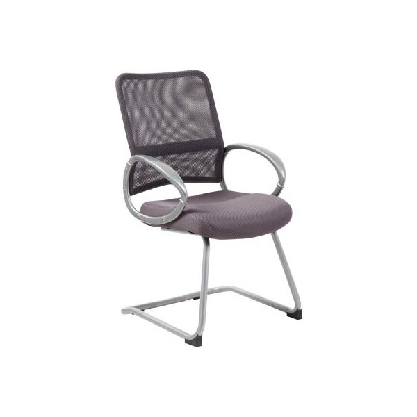 Boss Office Products Boss Mesh Back Guest Chair with Arms - Fabric - Mid Back - Charcoal - B6419-CG