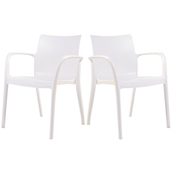Rainbow Outdoor Pedro Set of 2 Stackable Armchair-White - RBO-PEDRO-WHT-AC-SET2