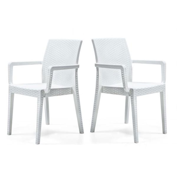Rainbow Outdoor Siena Set of 2 Stackable Armchair-White - RBO-SIENA-WHT-AC-SET2