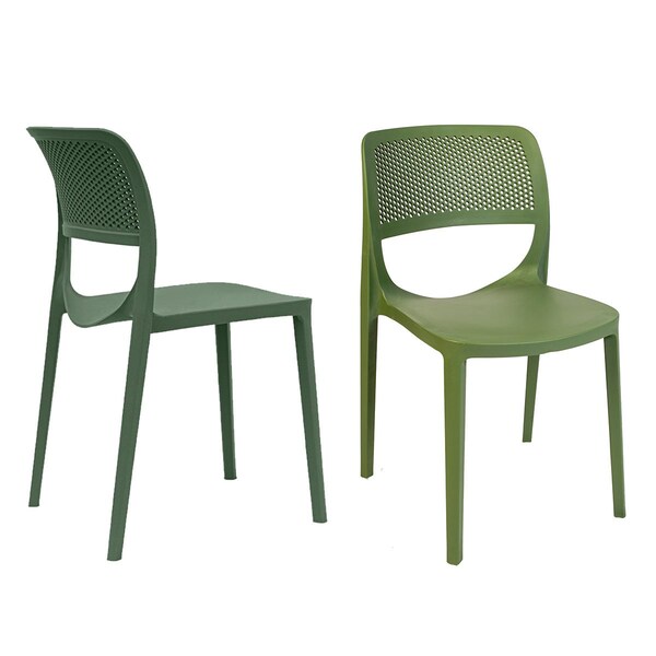 Rainbow Outdoor Mila Set of 2 Stackable Side Chair-Green - RBO-MILA-GRE-SC-SET2