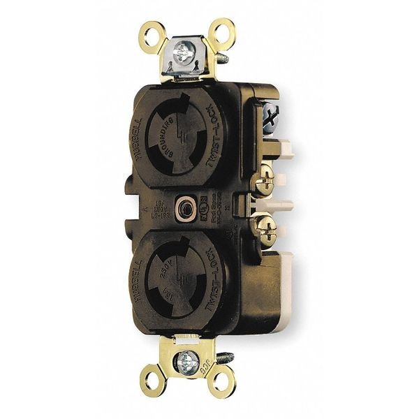 Hubbell 15A Duplex Locking Receptacle 2P 3W 250VAC L6-15R BN - HBL4550