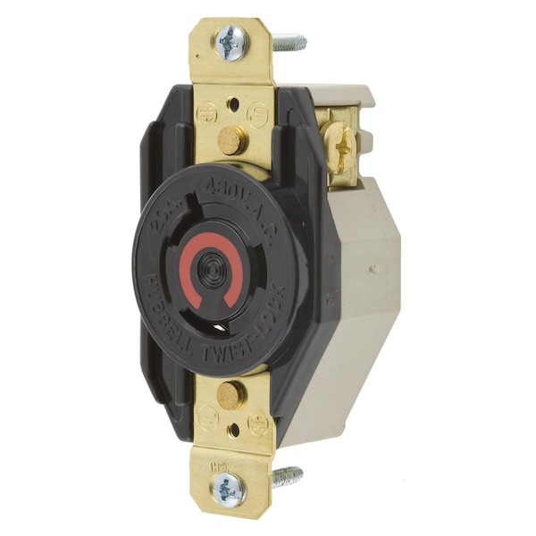 Hubbell 20A Twist-Lock Receptacle 2P 3W 480VAC L8-20R BK - HBL2340