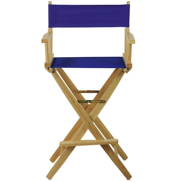 Doba-Bnt 206-30-032-13 30 in. Extra-Wide Premium Directors Chair, Natural Frame with Royal Blue Color Cover - SA3284651