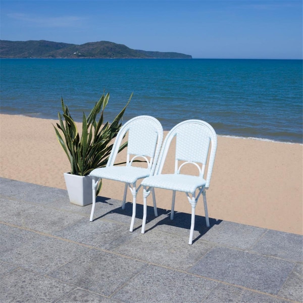 Safavieh 19.75 x 21.5 x 35 in. California Side Chair, Baby Blue & White, 2PK - PAT7530G-SET2