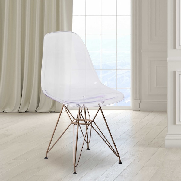 Flash Furniture Elon Series Ghost Chair with Gold Metal Base - 2-FH-130-CPC1-GG
