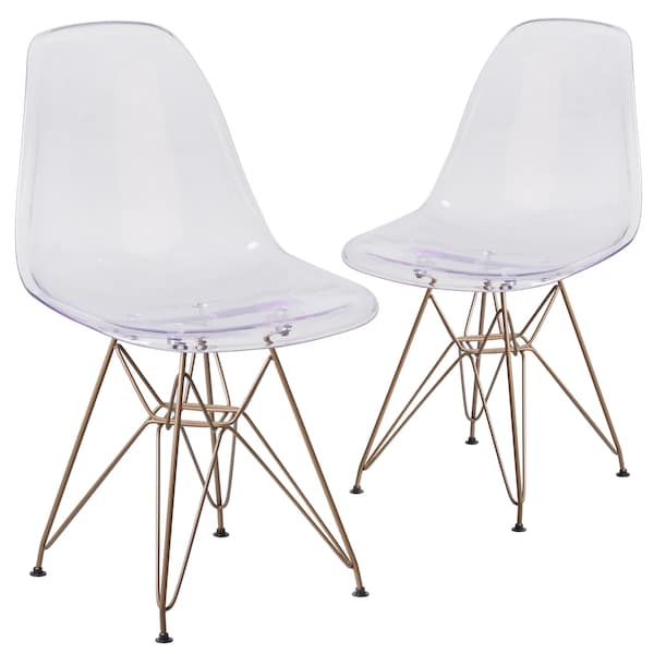 Flash Furniture Elon Series Ghost Chair with Gold Metal Base - 2-FH-130-CPC1-GG