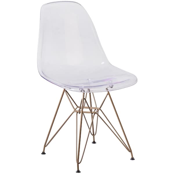 Flash Furniture Elon Series Ghost Chair with Gold Metal Base - 2-FH-130-CPC1-GG