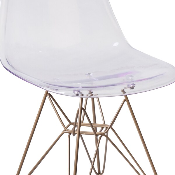 Flash Furniture Elon Series Ghost Chair with Gold Metal Base - 2-FH-130-CPC1-GG