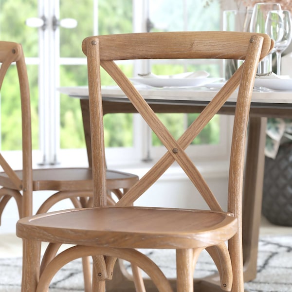 Flash Furniture Advantage Medium With White Grain X-Back Chair - X-BACK-MEDWHT