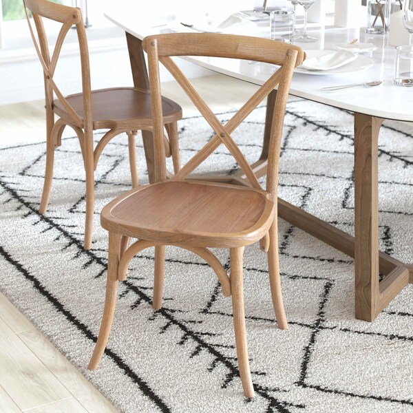 Flash Furniture Advantage Medium With White Grain X-Back Chair - X-BACK-MEDWHT