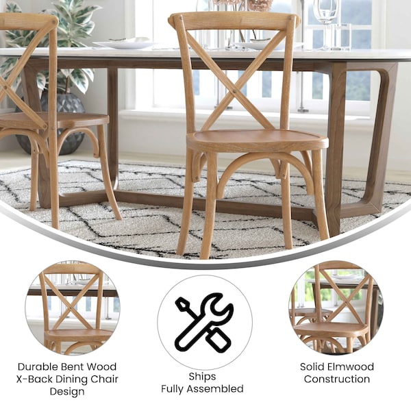 Flash Furniture Advantage Medium With White Grain X-Back Chair - X-BACK-MEDWHT