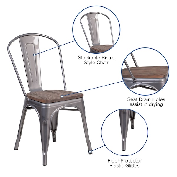Flash Furniture Clear Metal Stack Chair - XU-DG-TP001-WD-GG