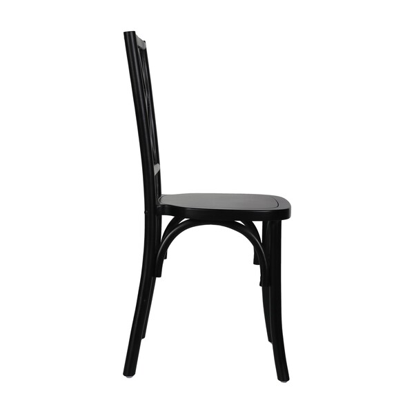 Flash Furniture Brooklyn Commercial Grade Black Solid Wood Stackable Dining Chair with Intricate Back Detail - ZH-8100-5-BLK-GG