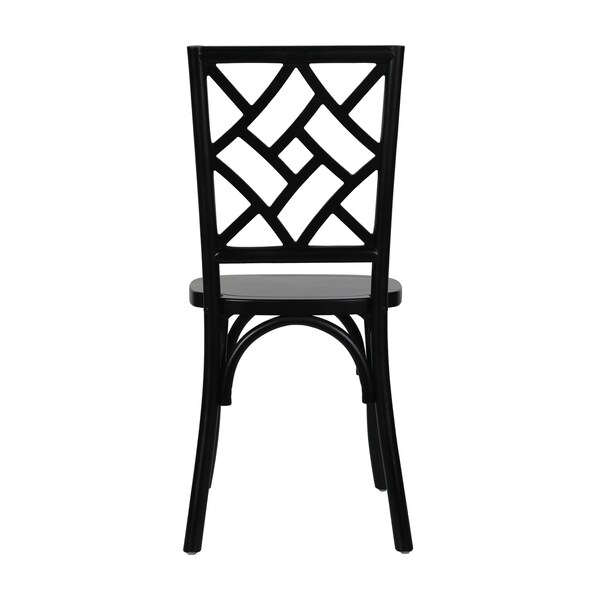 Flash Furniture Brooklyn Commercial Grade Black Solid Wood Stackable Dining Chair with Intricate Back Detail - ZH-8100-5-BLK-GG
