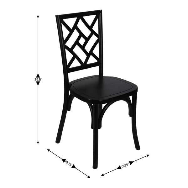 Flash Furniture Brooklyn Commercial Grade Black Solid Wood Stackable Dining Chair with Intricate Back Detail - ZH-8100-5-BLK-GG