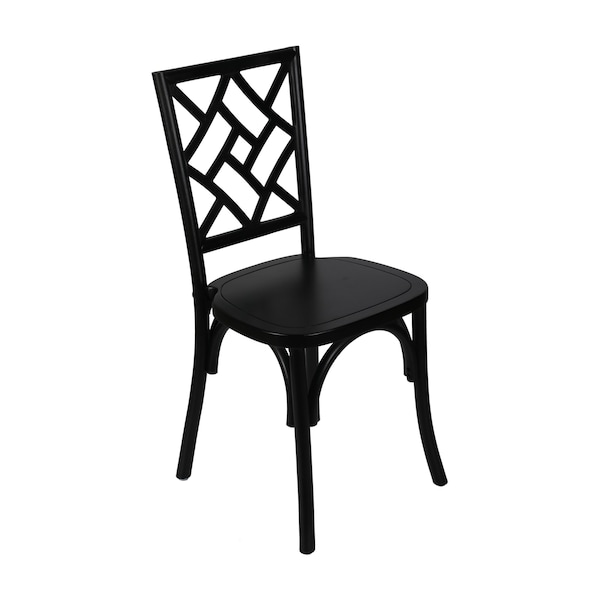 Flash Furniture Brooklyn Commercial Grade Black Solid Wood Stackable Dining Chair with Intricate Back Detail - ZH-8100-5-BLK-GG
