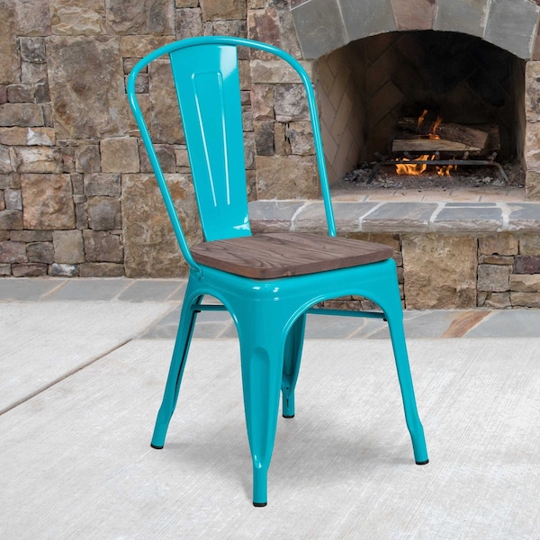 Flash Furniture Metal Chair, Crystal Teal-Blue - ET-3534-CB-WD-GG