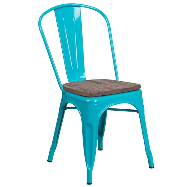 Flash Furniture Metal Chair, Crystal Teal-Blue - ET-3534-CB-WD-GG