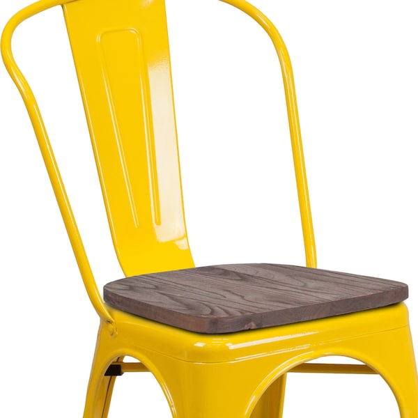 Flash Furniture Metal Stack Chair, Yellow - CH-31230-YL-WD-GG