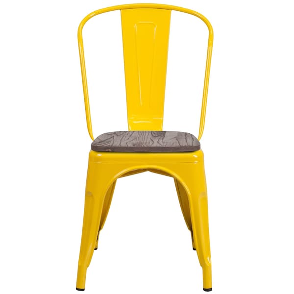 Flash Furniture Metal Stack Chair, Yellow - CH-31230-YL-WD-GG
