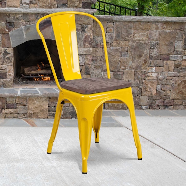 Flash Furniture Metal Stack Chair, Yellow - CH-31230-YL-WD-GG