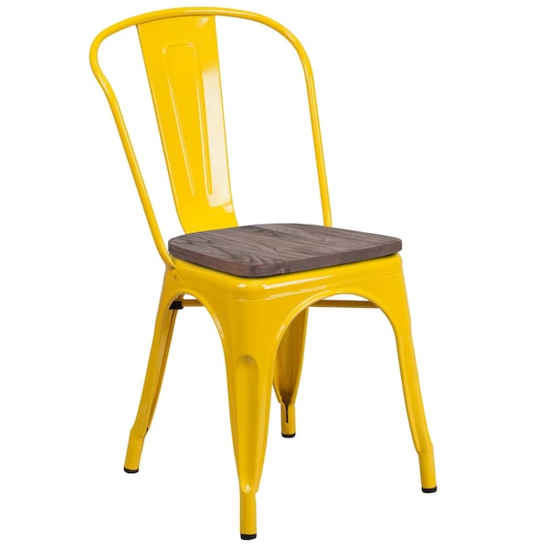 Flash Furniture Metal Stack Chair, Yellow - CH-31230-YL-WD-GG