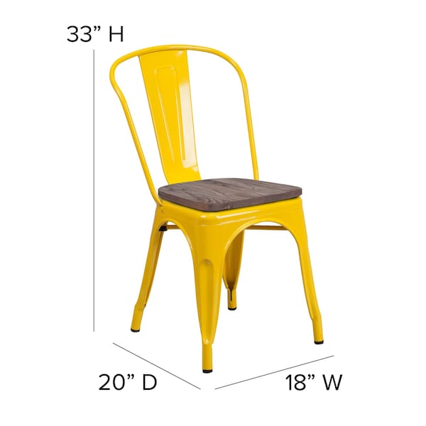 Flash Furniture Metal Stack Chair, Yellow - CH-31230-YL-WD-GG