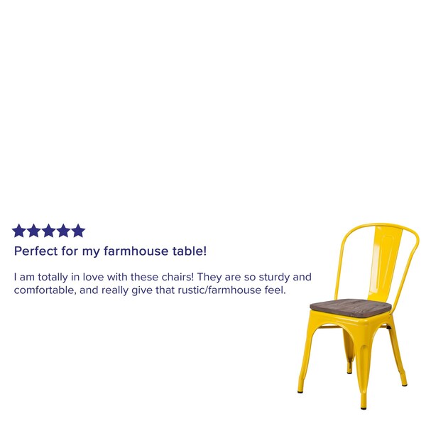 Flash Furniture Metal Stack Chair, Yellow - CH-31230-YL-WD-GG