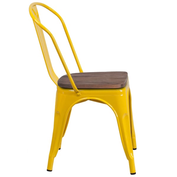 Flash Furniture Metal Stack Chair, Yellow - CH-31230-YL-WD-GG