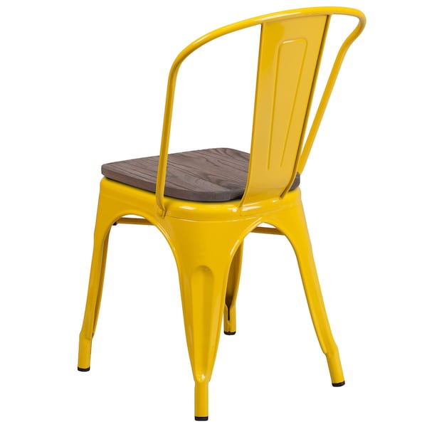Flash Furniture Metal Stack Chair, Yellow - CH-31230-YL-WD-GG