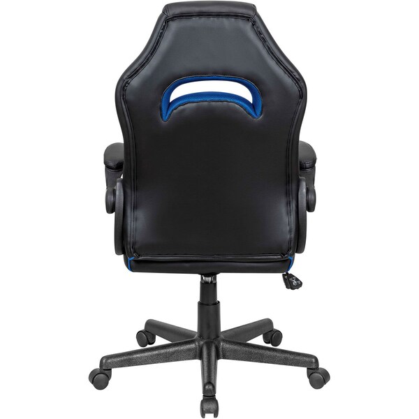 Global Industrial Racing/Gaming Chair, Mid Back, Synthetic Leather, Black/Blue - 695854BL