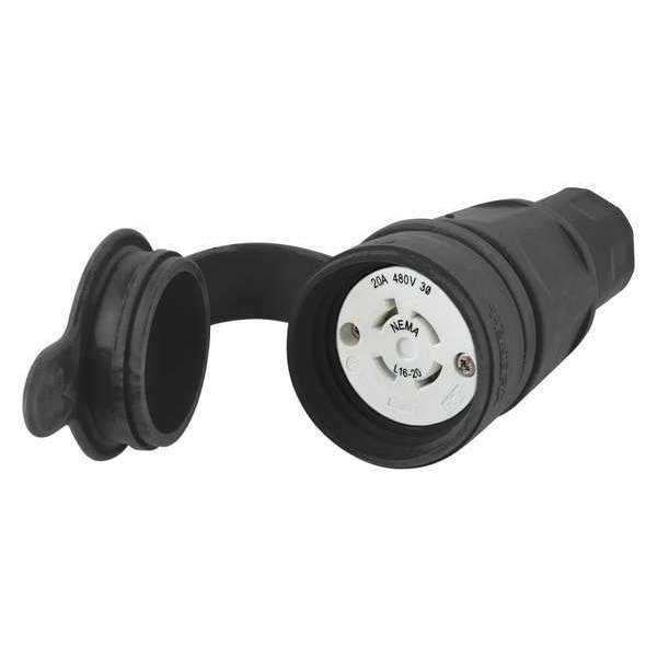 Hubbell 20A Watertight Locking Connector 3P 4W 480VAC L16-20R - HBL27W76BK