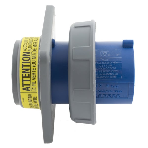 Hubbell IEC Pin and Sleeve Inlet, 100A, 250V, Blue - HBL4100B9W