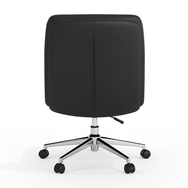 Flash Furniture Chloe Mid-Back Black Padded LeatherSoft Armless Chair w/Wheels, Swivel Function, and Chrome Frame - CH-232174-1-BK-GG