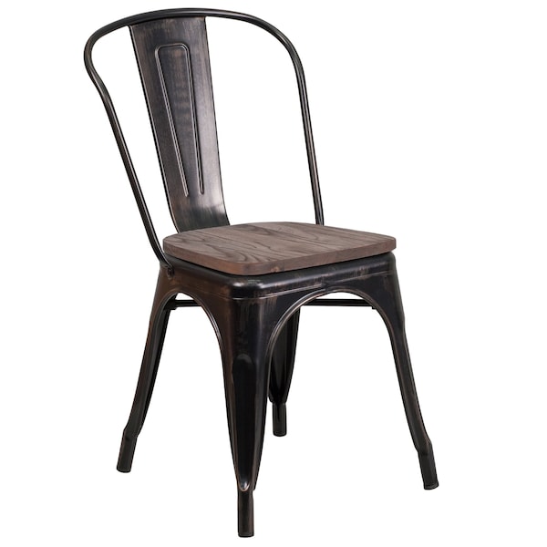 Flash Furniture Antique Gold Metal Chair, Black - CH-31230-BQ-WD-GG