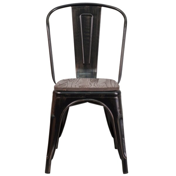 Flash Furniture Antique Gold Metal Chair, Black - CH-31230-BQ-WD-GG