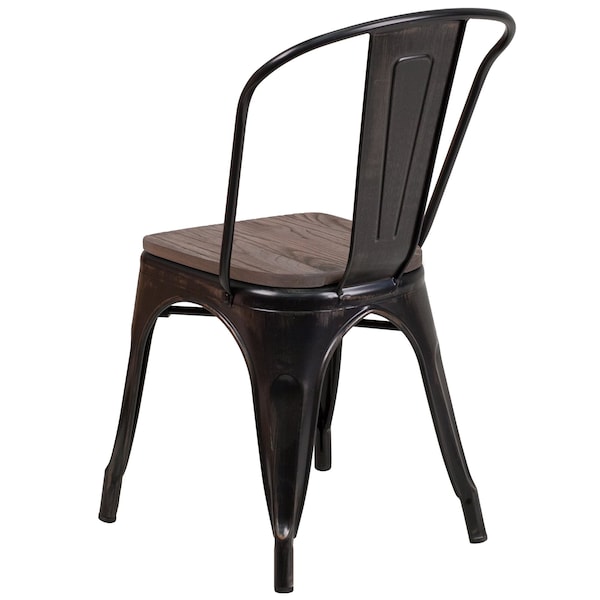 Flash Furniture Antique Gold Metal Chair, Black - CH-31230-BQ-WD-GG