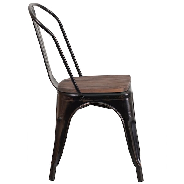 Flash Furniture Antique Gold Metal Chair, Black - CH-31230-BQ-WD-GG