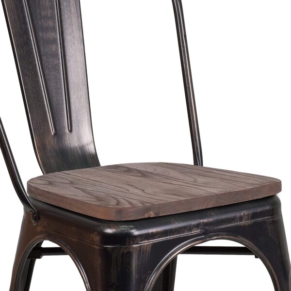 Flash Furniture Antique Gold Metal Chair, Black - CH-31230-BQ-WD-GG