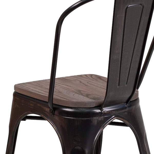 Flash Furniture Antique Gold Metal Chair, Black - CH-31230-BQ-WD-GG